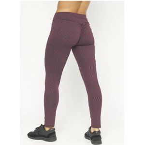 NWT Mauve Diamond Textured Scrunch Boothy Leggings - S/M